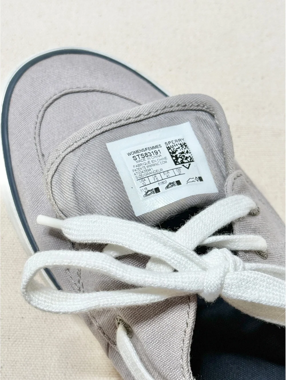 Sperry Top-Sider Women’s 10 Gray Canvas Boat Shoes Memory Foam STS3191